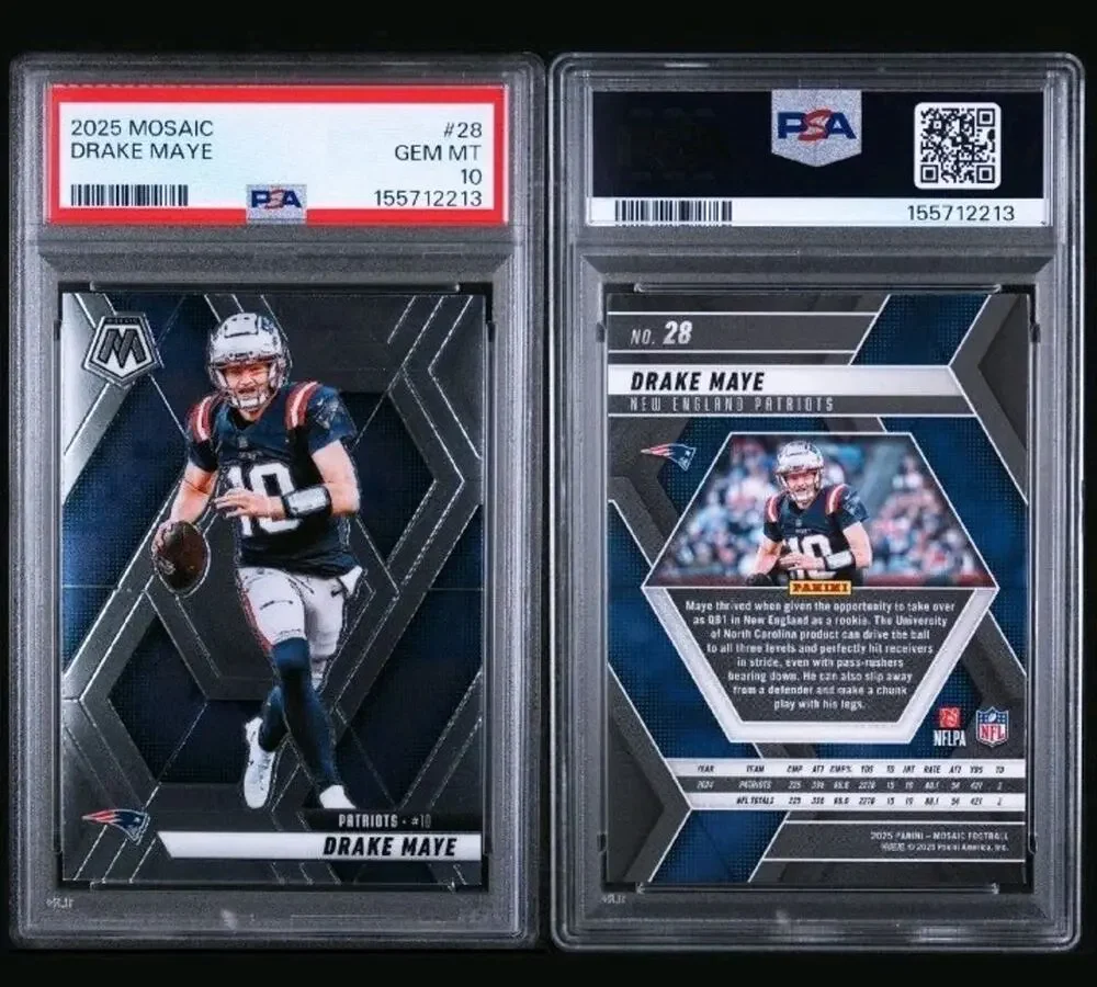 2025 PANINI MOSAIC #28 DRAKE MAYE PSA 10 Gem Mint New England Patriots Football